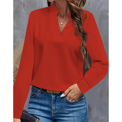Blouse Femme Élégante Manches Longues Col V