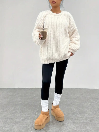 Pull Grande Taille Femme Col Rond Hiver Chaud - PanierRoyale