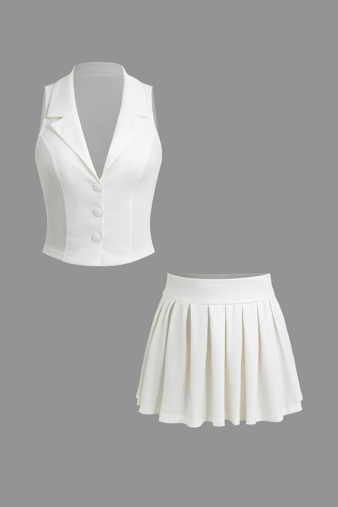 Robe Deux Pièces Élégante avec Gilet et Jupe Plissée