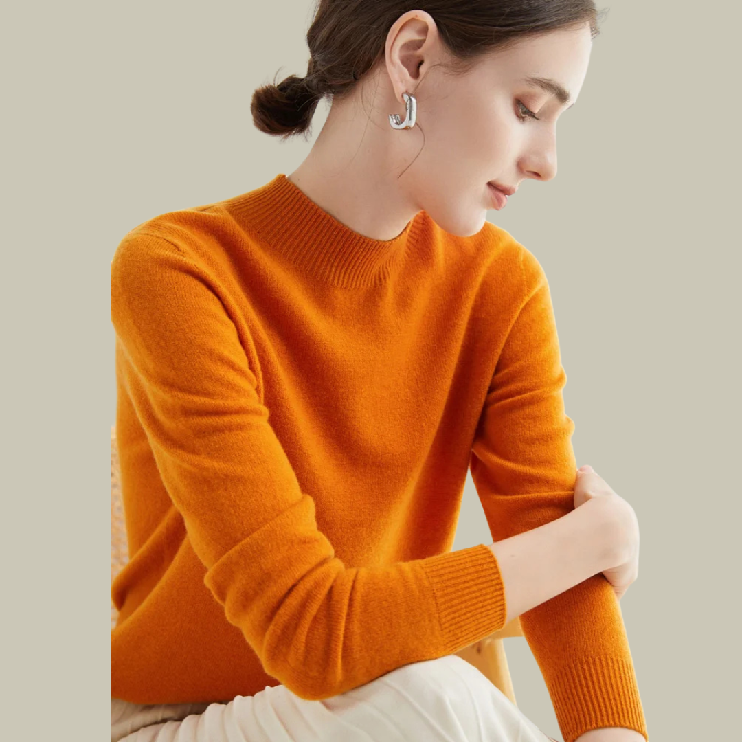 Pull Femme Col Rond en Laine Mérinos Chaud pour Hiver