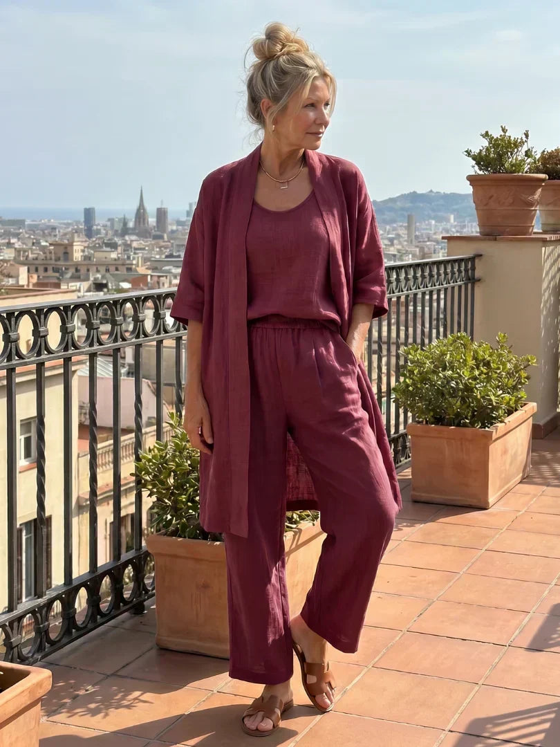 Ensemble Femme Kimono Fluide et Pantalon Ample