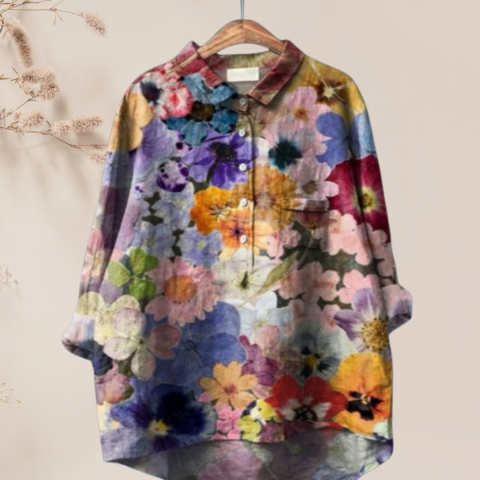 Chemisier femme en soie imprimé floral chic