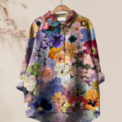 Chemisier femme en soie imprimé floral chic