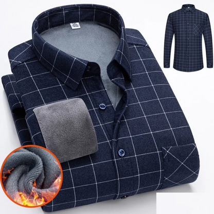 Chemise Flanelle Homme Hiver Chaud et Doux Bleu Foncé - PanierRoyale