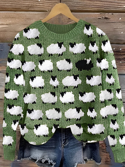 Pull Femme Hiver Doux et Confortable à Motif Animalier - PanierRoyale