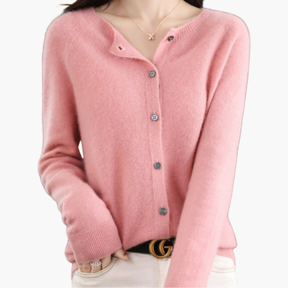 Gilet Féminin Rose Pastel Boutons Décoratifs