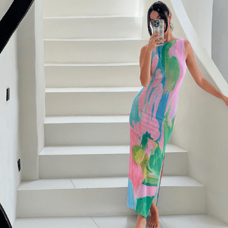 Robe Maxi Élégante Dos Nu Séduisant pour Femme