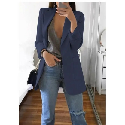 Veste Femelle Bleu Clair Détendue à Manches Longues