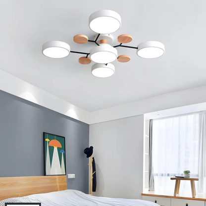 Lustre Métal et Bois Moderne 5 Lumières