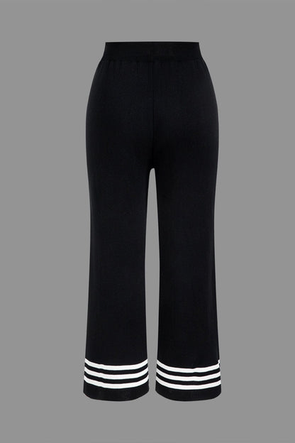 Ensemble Tricot Femme Élégant : Cardigan Court et Pantalon Large