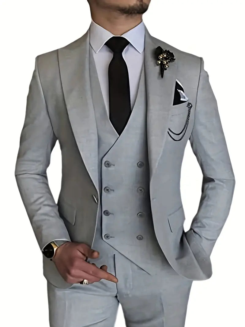 Costume Homme 3 Pièces : Blazer, Gilet et Pantalon Élégant