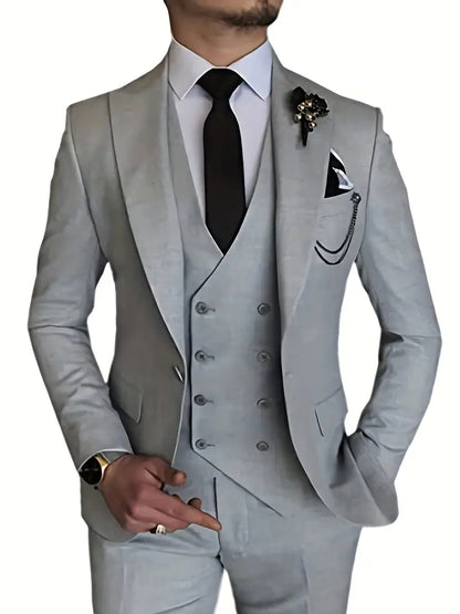 Costume Homme 3 Pièces : Blazer, Gilet et Pantalon Élégant