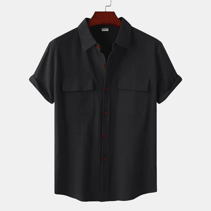 Chemise Homme Simples Manches Courtes avec Poches