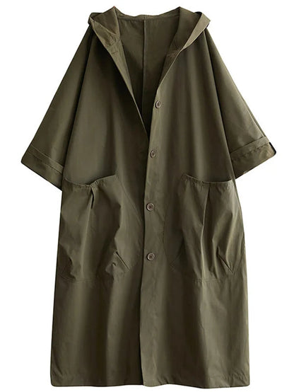 Veste Imperméable Longue Féminine avec Capuche pour Femme