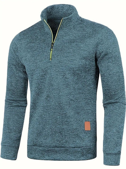 Pull Polaire Marine Homme Fermeture Éclair Côtelé - PanierRoyale