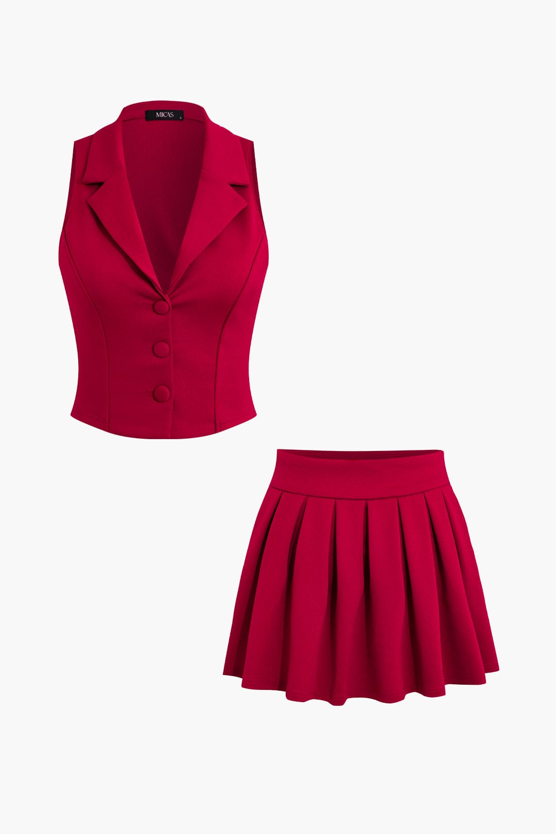 Robe Deux Pièces Élégante avec Gilet et Jupe Plissée