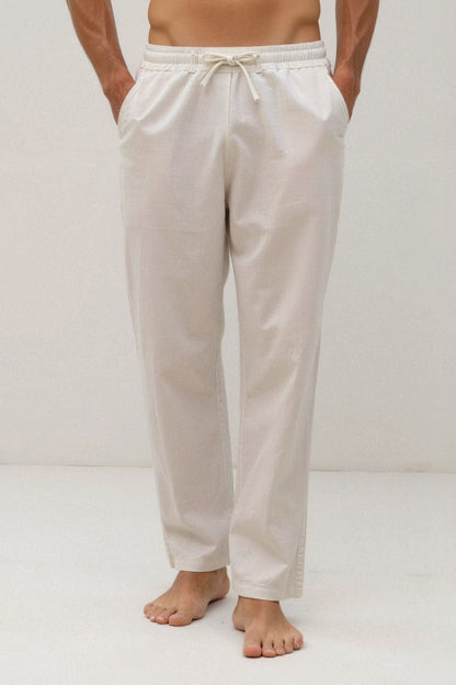 Pantalon de survêtement Homme Blanc avec Cordons de Serrage