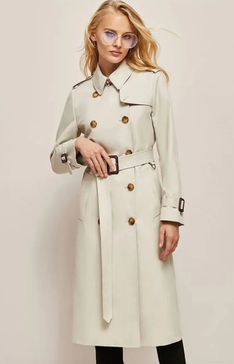 Manteau Femme Long Élégant avec Col Revers