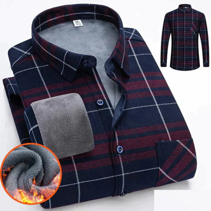 Chemise Flanelle Homme Hiver Chaud et Doux Bleu Foncé