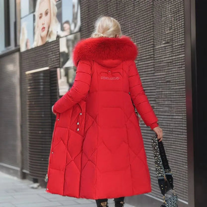 Manteau femme long à kapok avec col montant