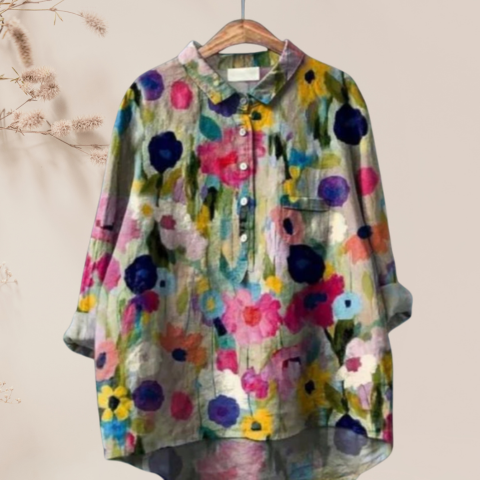 Chemisier femme en soie imprimé floral chic
