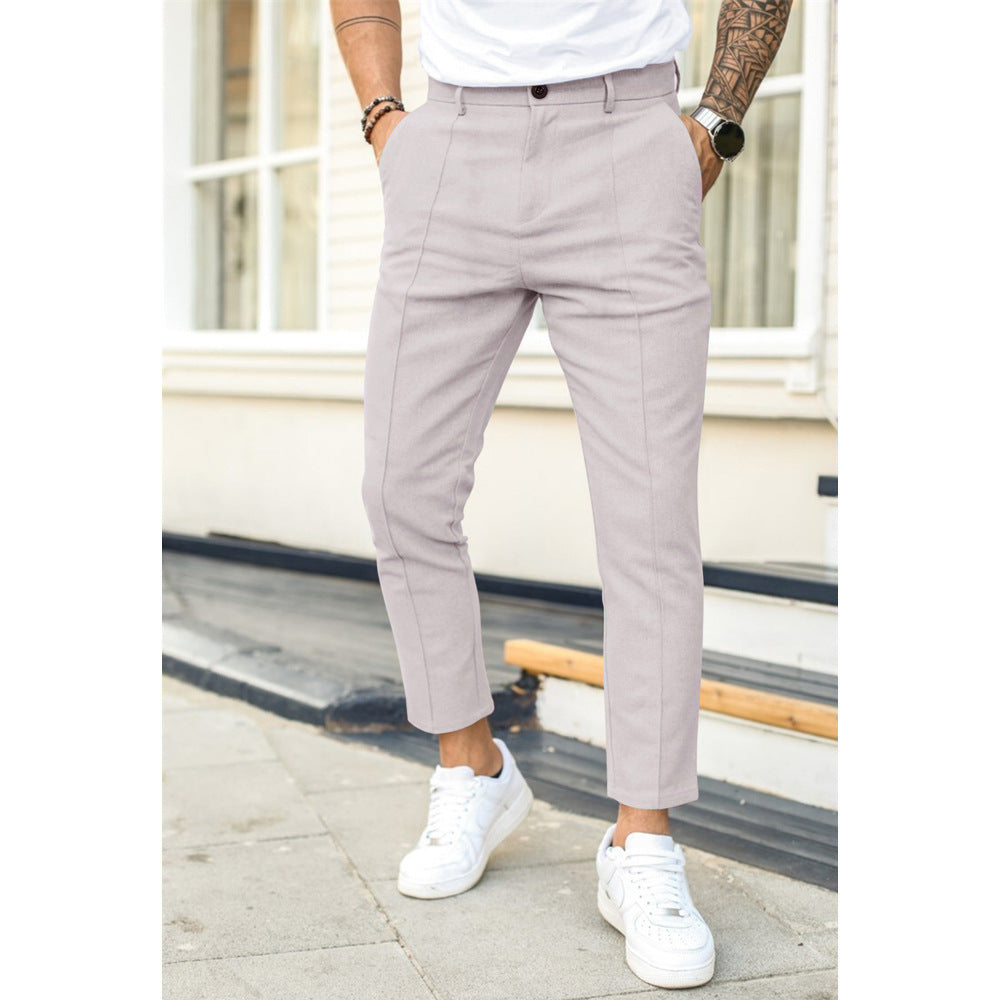 Pantalon Slim Fit Mince avec Poches et Fermeture Éclair