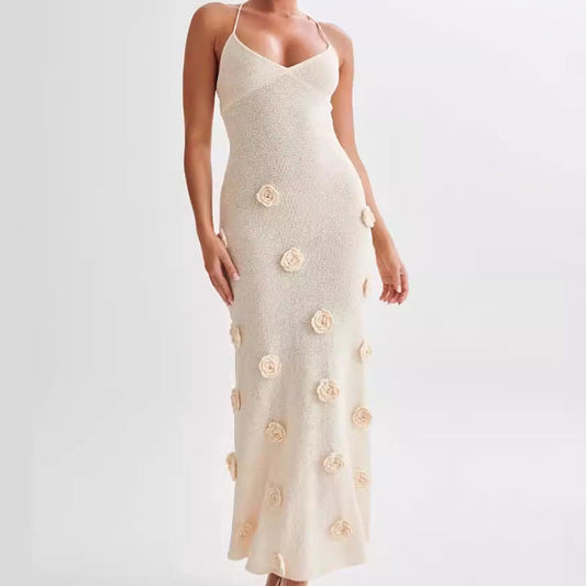 Robe Femme Été légère avec Fleurs Brodées et Bretelles Fines - BerlinGlamour