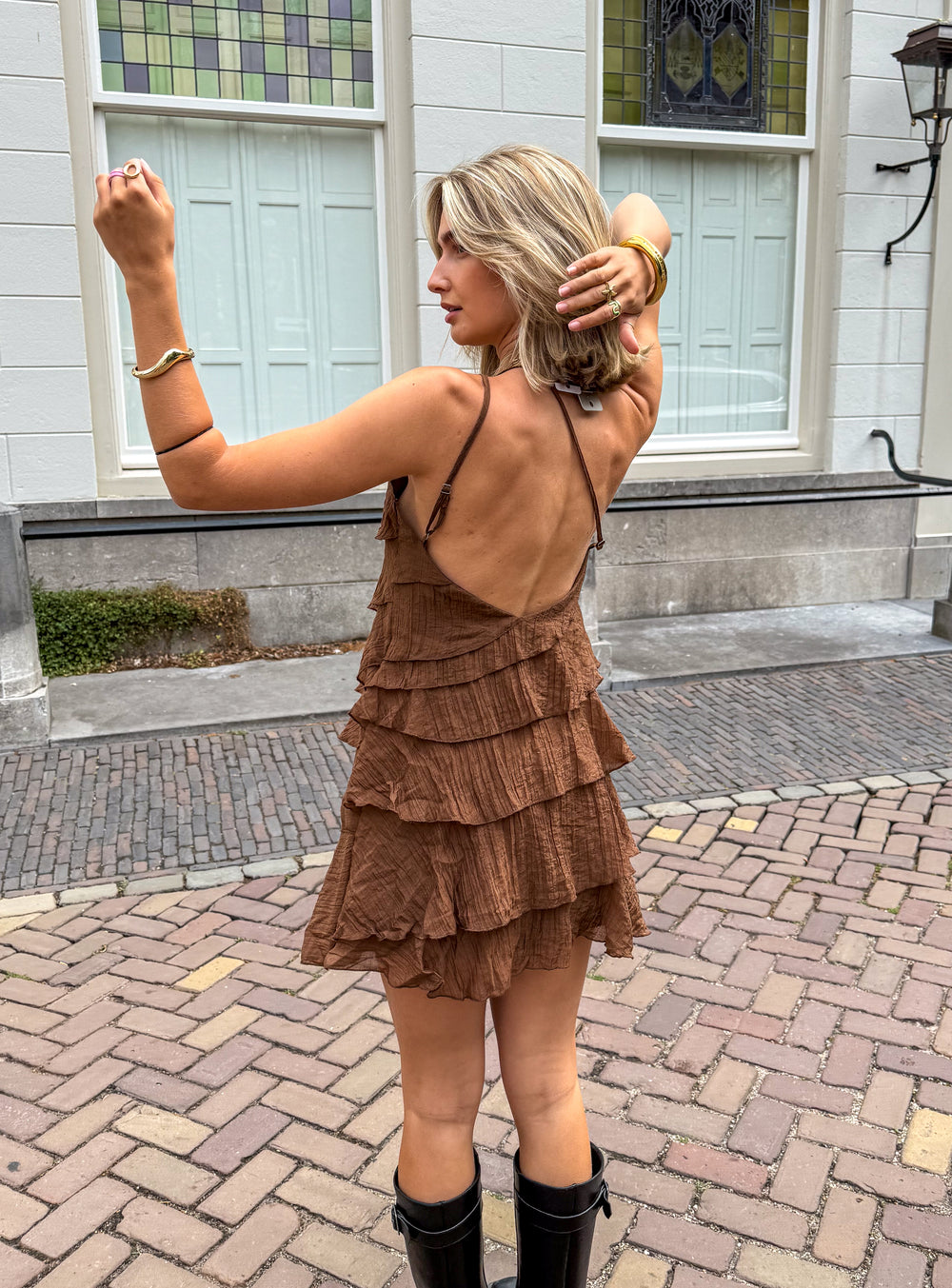 Robe mini Femme Volants Coupe Fluide Style Estival