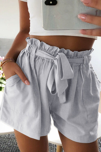 Short décontracté femme en lin léger avec ceinture élastique - PanierRoyale