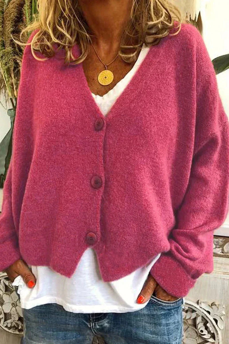 Gilet Femme Laine Brun Élégant avec Boutons Décoratifs