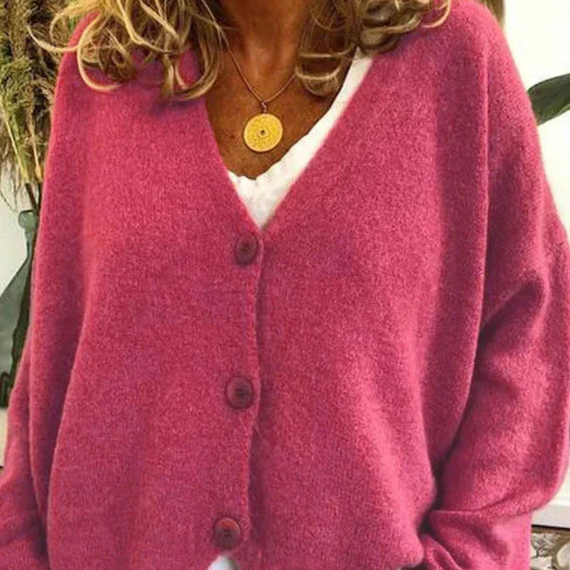 Cardigan Femme Décontracté V-Encolure à Boutons
