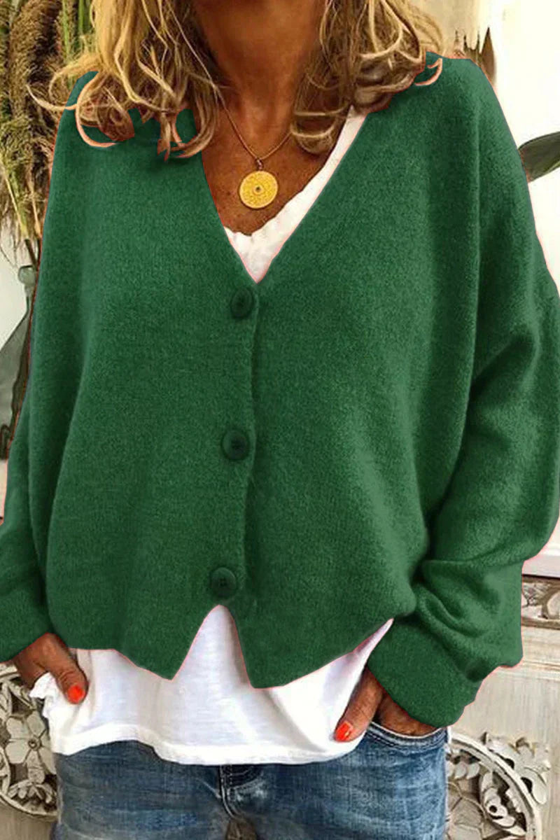 Gilet Femme Laine Brun Élégant avec Boutons Décoratifs