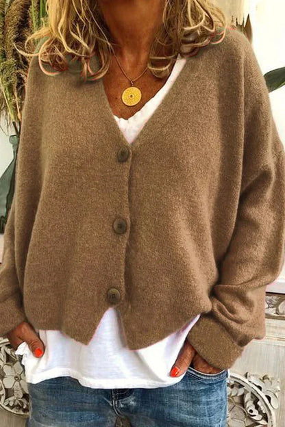 Gilet Femme Laine Brun Élégant avec Boutons Décoratifs - PanierRoyale