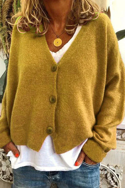 Gilet Femme Laine Brun Élégant avec Boutons Décoratifs