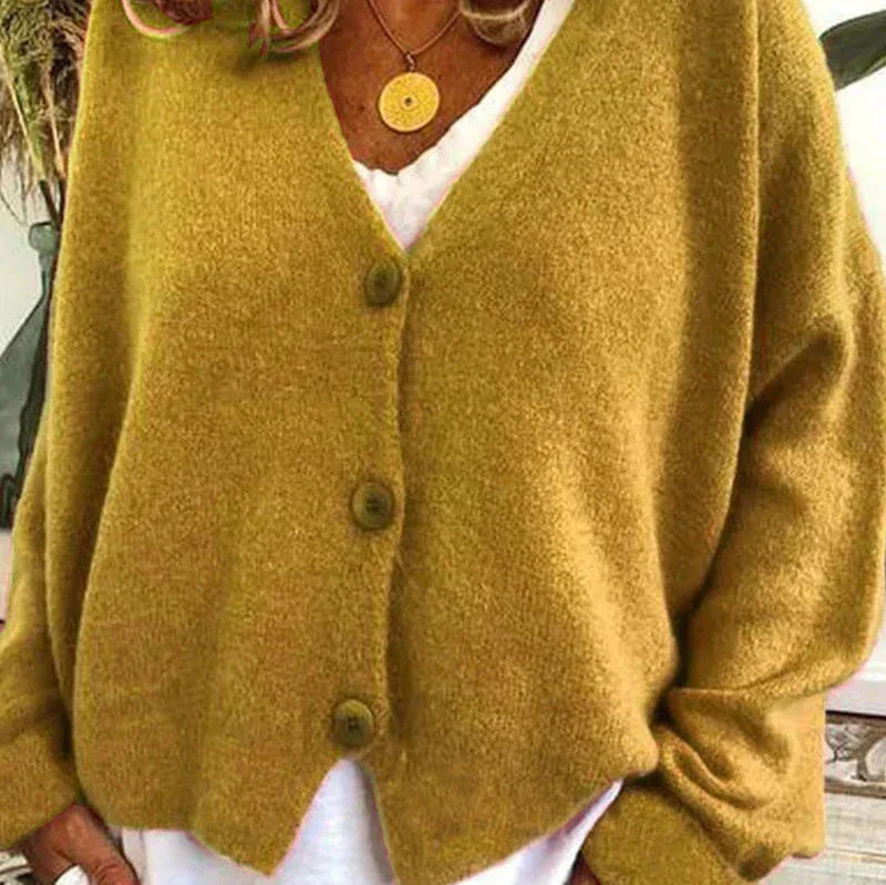 Cardigan Femme Décontracté V-Encolure à Boutons