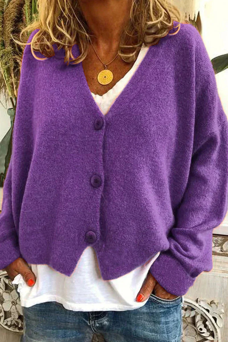 Gilet Femme Laine Brun Élégant avec Boutons Décoratifs