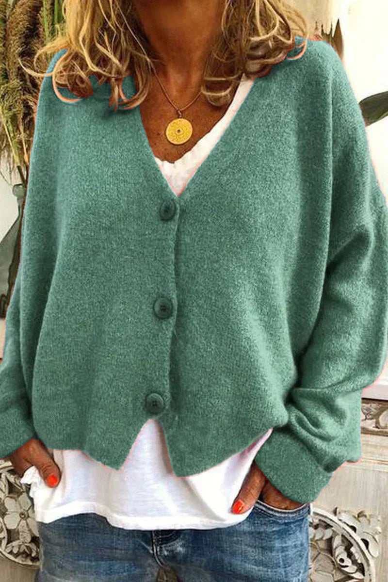 Gilet Femme Laine Brun Élégant avec Boutons Décoratifs