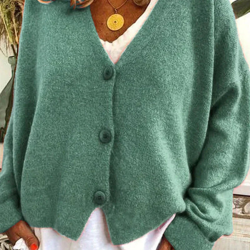 Cardigan Femme Décontracté V-Encolure à Boutons