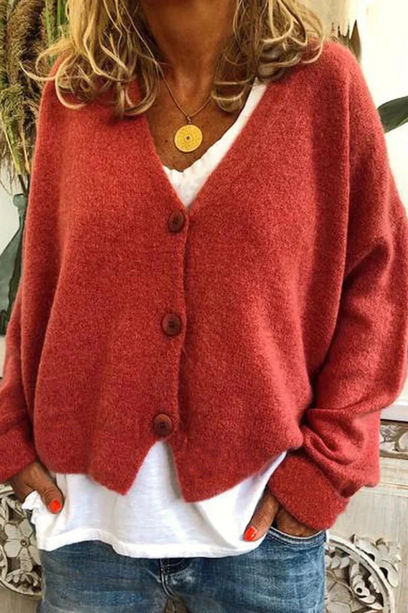 Gilet Femme Laine Brun Élégant avec Boutons Décoratifs