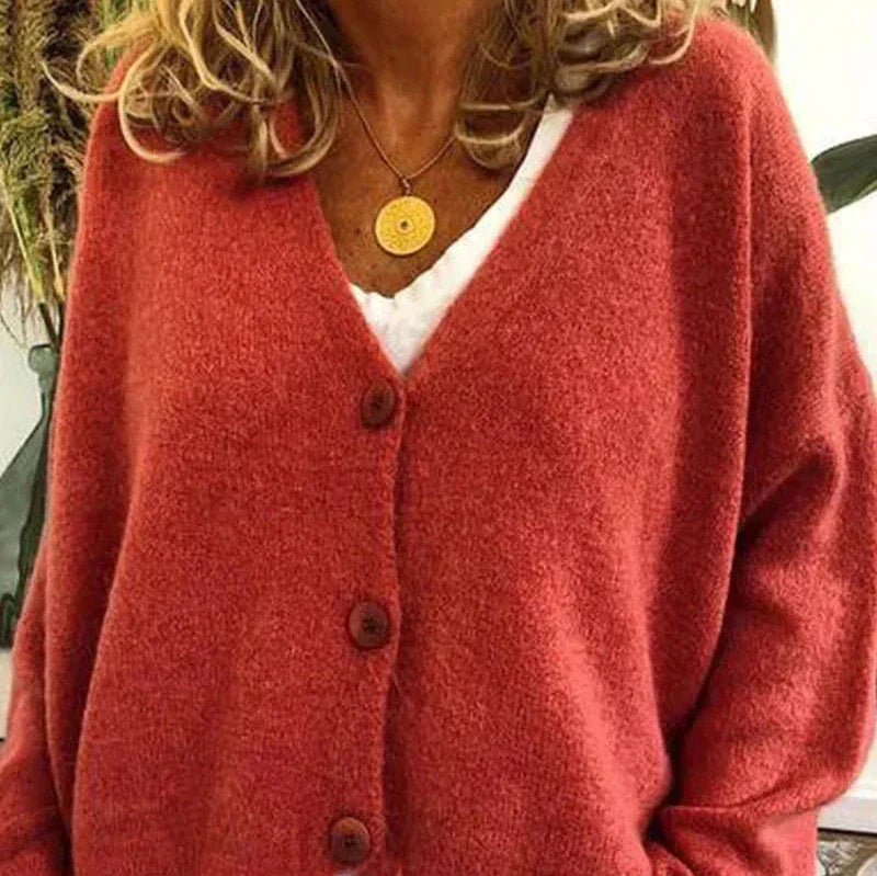 Cardigan Femme Décontracté V-Encolure à Boutons