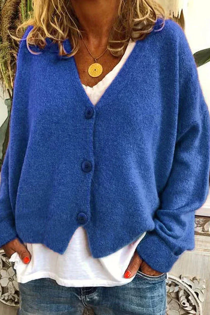 Gilet Femme Laine Brun Élégant avec Boutons Décoratifs