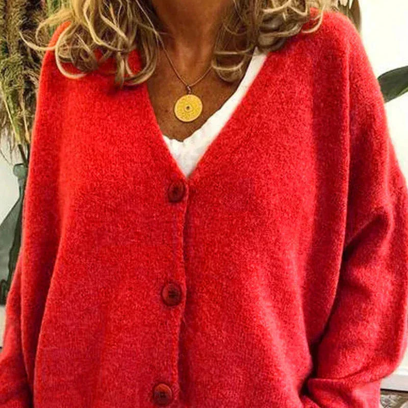 Cardigan Femme Décontracté V-Encolure à Boutons