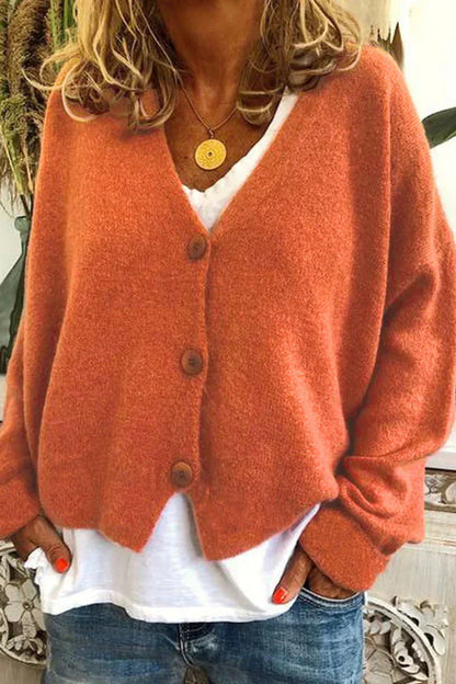 Gilet Femme Laine Brun Élégant avec Boutons Décoratifs