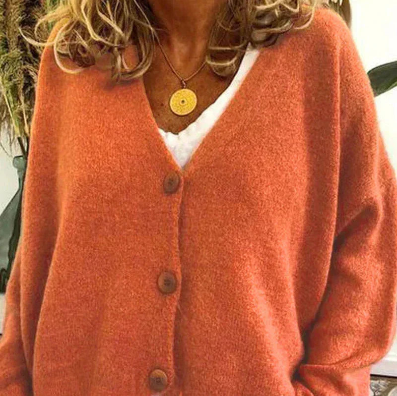 Cardigan Femme Décontracté V-Encolure à Boutons