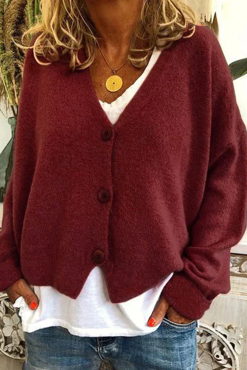 Gilet Femme Laine Brun Élégant avec Boutons Décoratifs