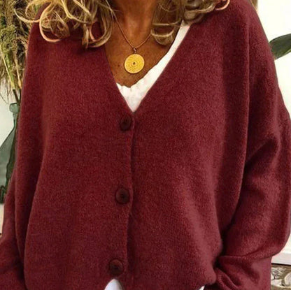 Cardigan Femme Décontracté V-Encolure à Boutons