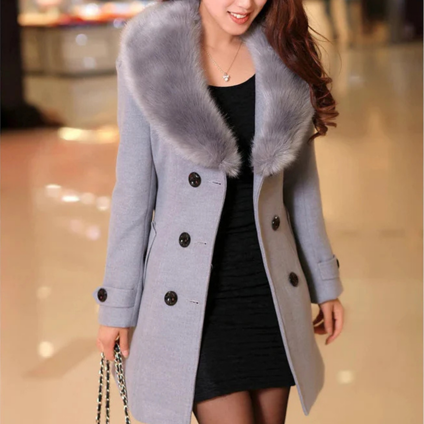 Manteau Fourrure Femme Élégant Hiver