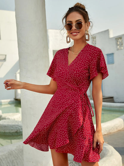 Robe Courte Été à Fleurs avec Volants - BerlinGlamour