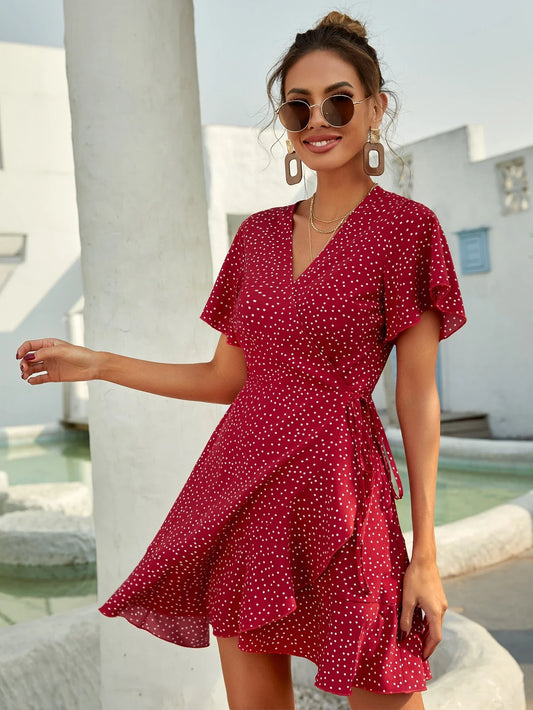 Robe Courte Été à Fleurs avec Volants - BerlinGlamour