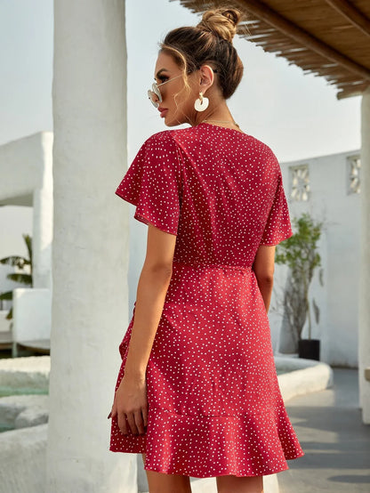 Robe Courte Été à Fleurs avec Volants